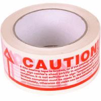 144 x Rolls Of CAUTION Printed Sealing Tape 48mm x 66m